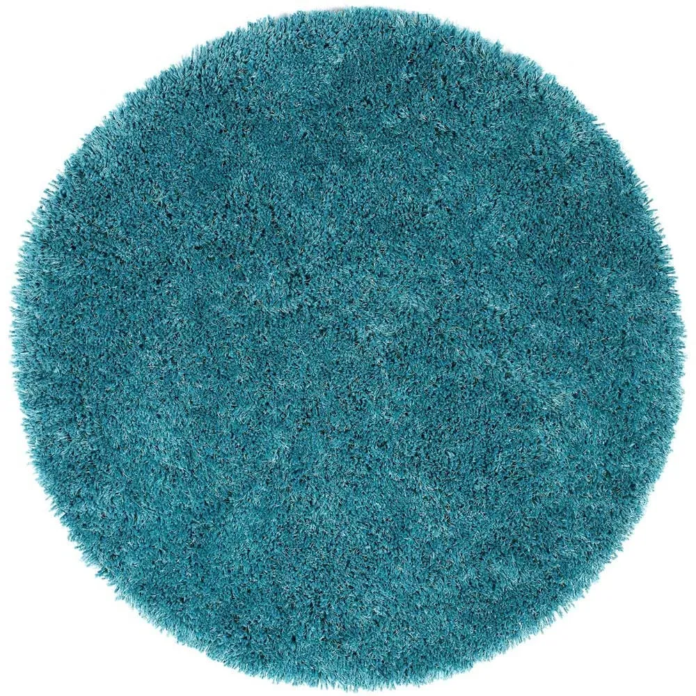 Chicago Round Shaggy Rug - Dark Teal, Polyester