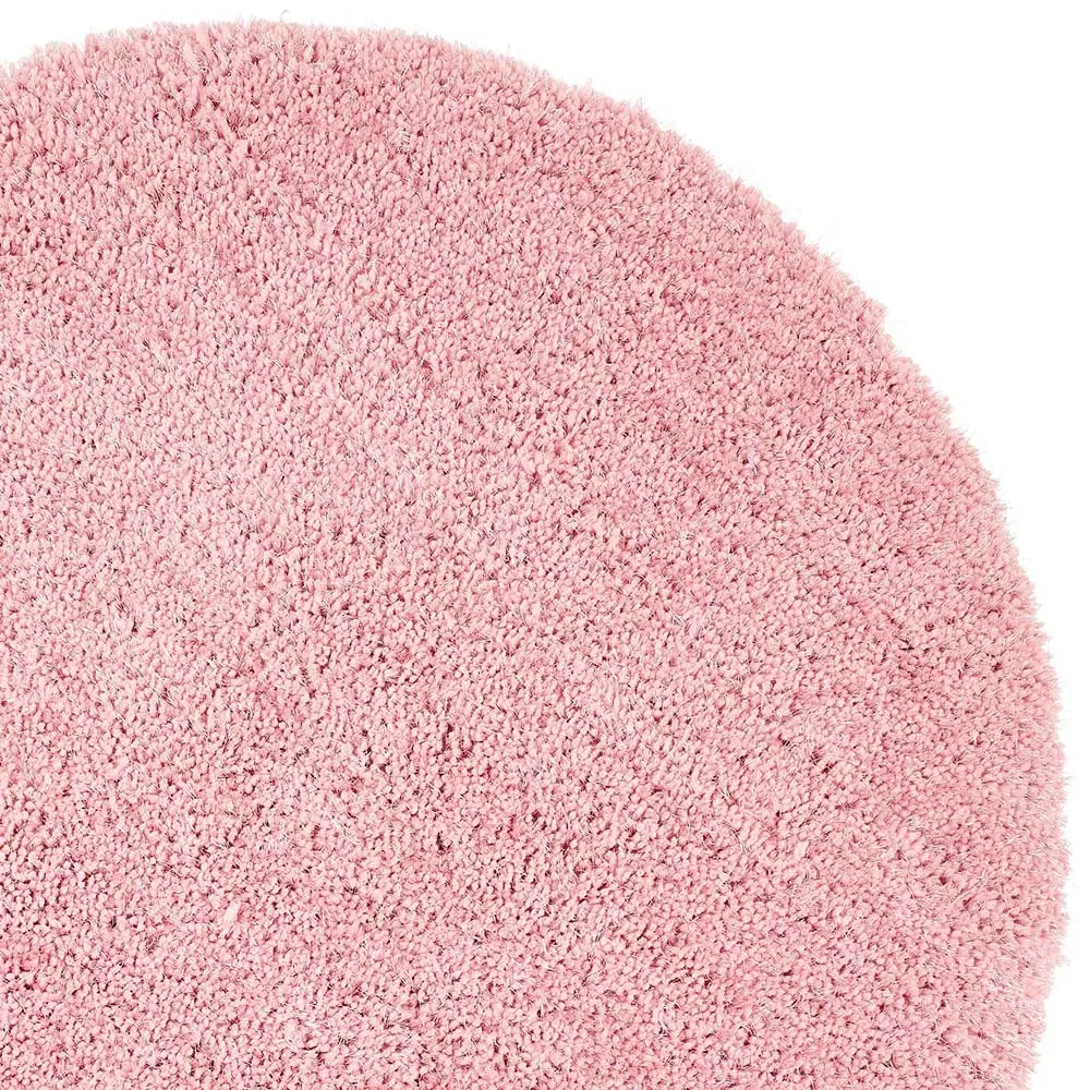 Chicago Round Shaggy Rug - Pink, Polyester