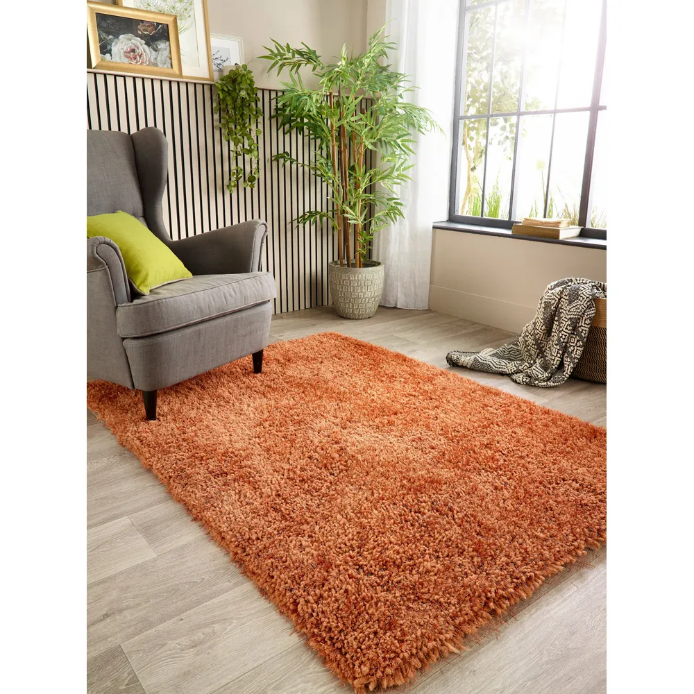 Chicago Rust Rug - Orange, Polyester