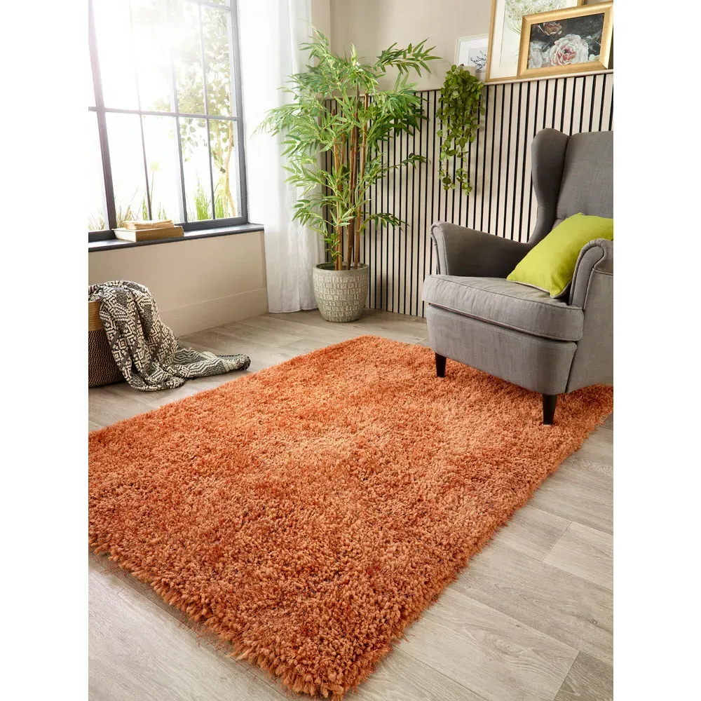 Chicago Rust Rug - Orange, Polyester