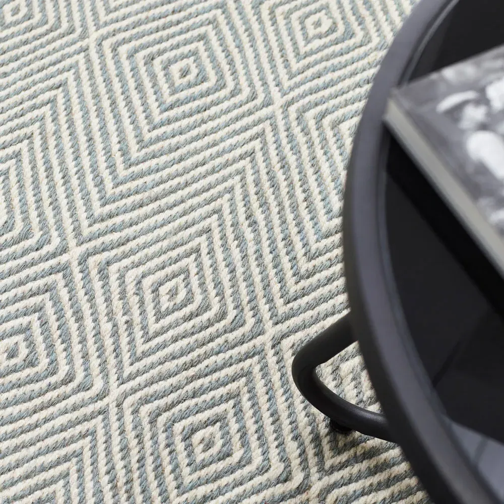 Estelle Diamond Pattern Rug - Sky Grey, Wool