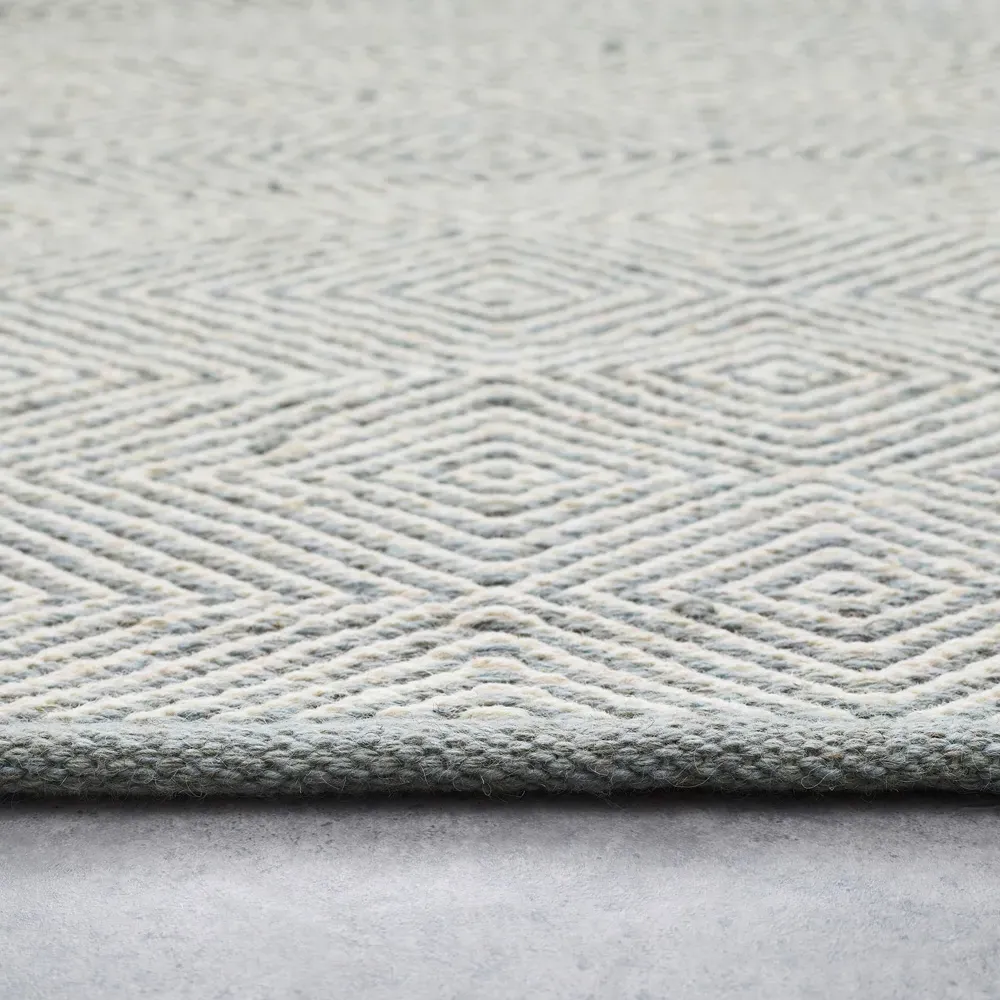 Estelle Diamond Pattern Rug - Sky Grey, Wool
