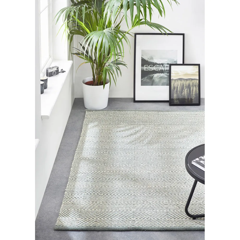 Estelle Diamond Pattern Rug - Sky Grey, Wool