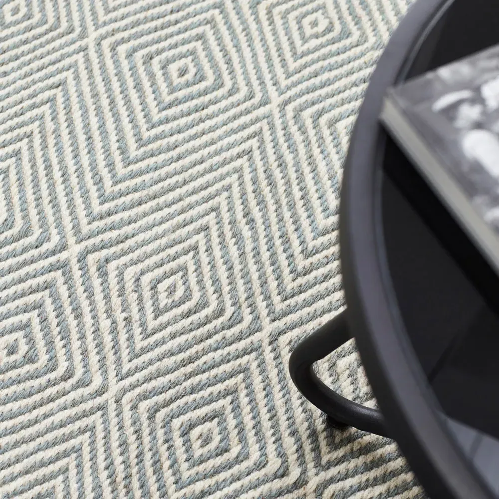 Estelle Diamond Pattern Rug - Sky Grey, Wool