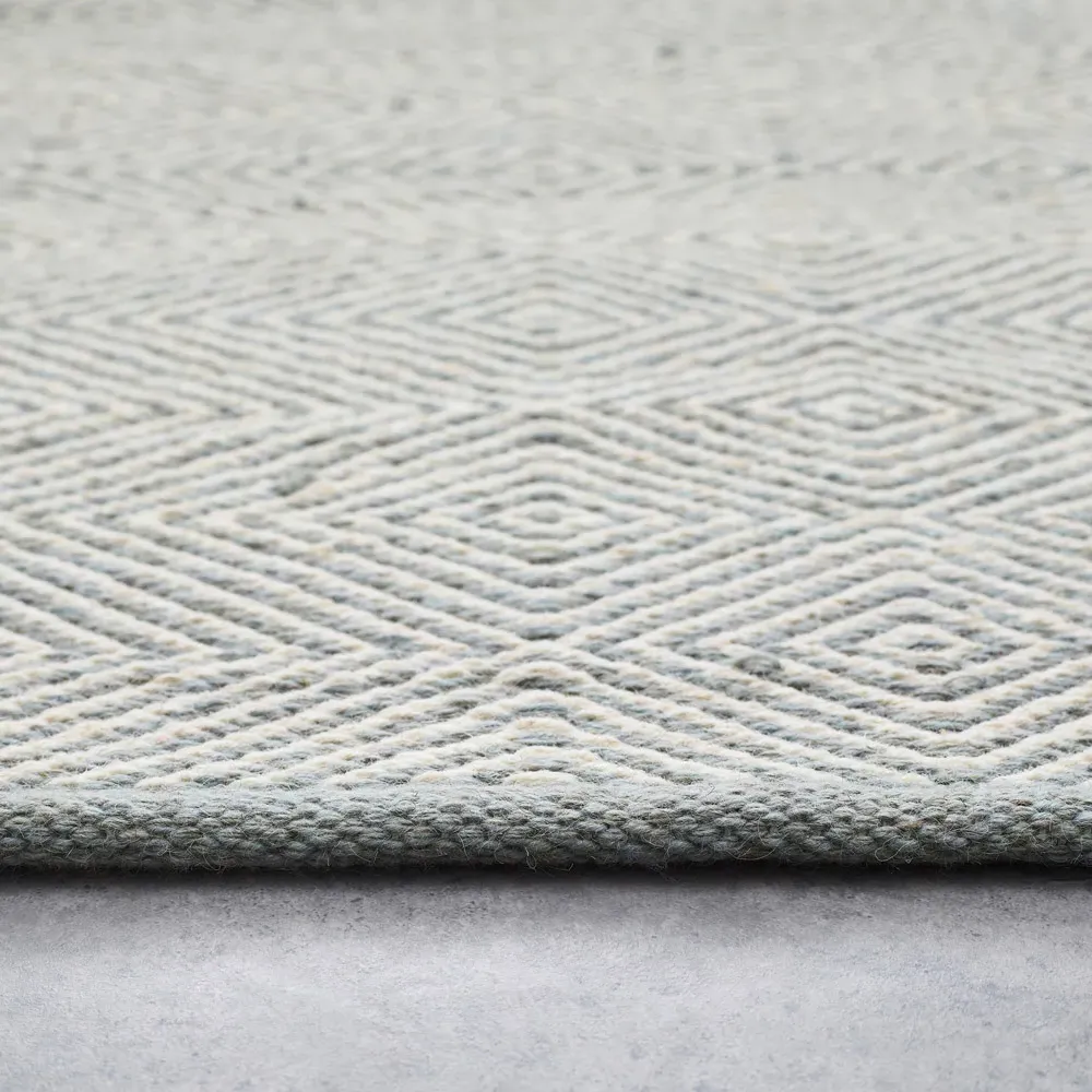 Estelle Diamond Pattern Rug - Sky Grey, Wool