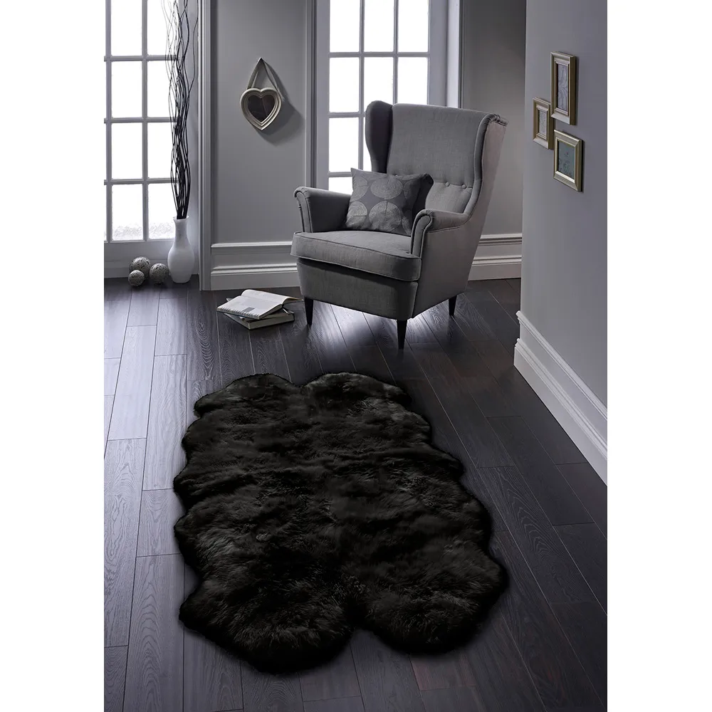 Genuine Sheepskin Quad Rug - Black, New Zealand Wool