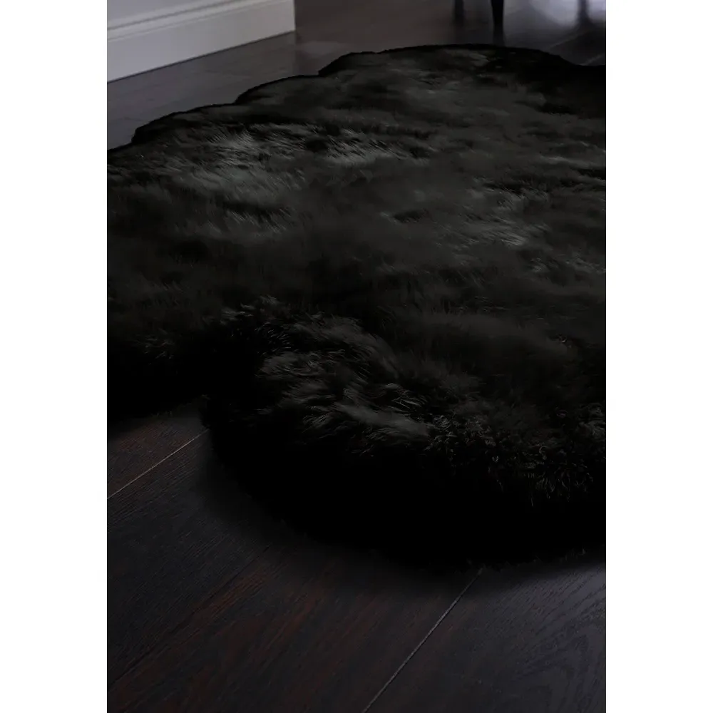 Genuine Sheepskin Quad Rug - Black, New Zealand Wool