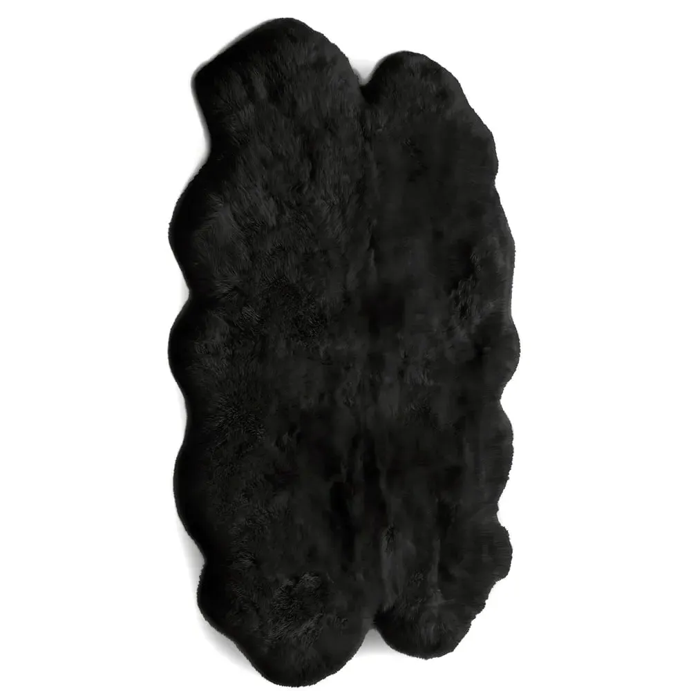 Genuine Sheepskin Quad Rug - Black, New Zealand Wool