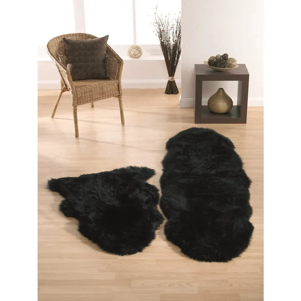 Genuine Sheepskin Rug - Black, New Zealand Wool