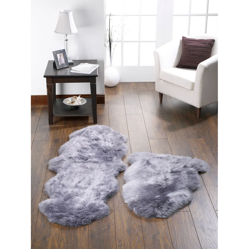Genuine Sheepskin Rug - Grey, New Zealand Wool