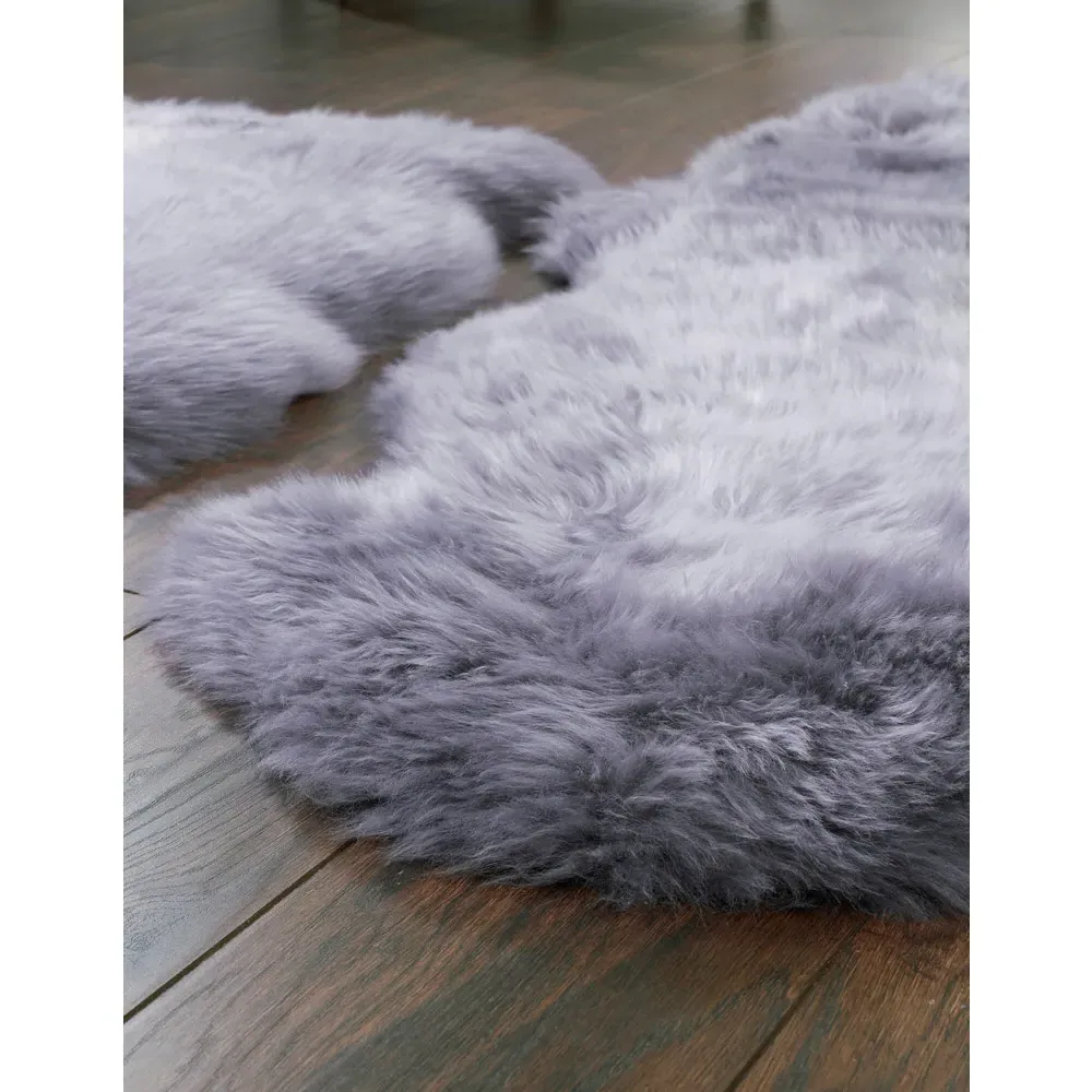 Genuine Sheepskin Rug - Grey, New Zealand Wool