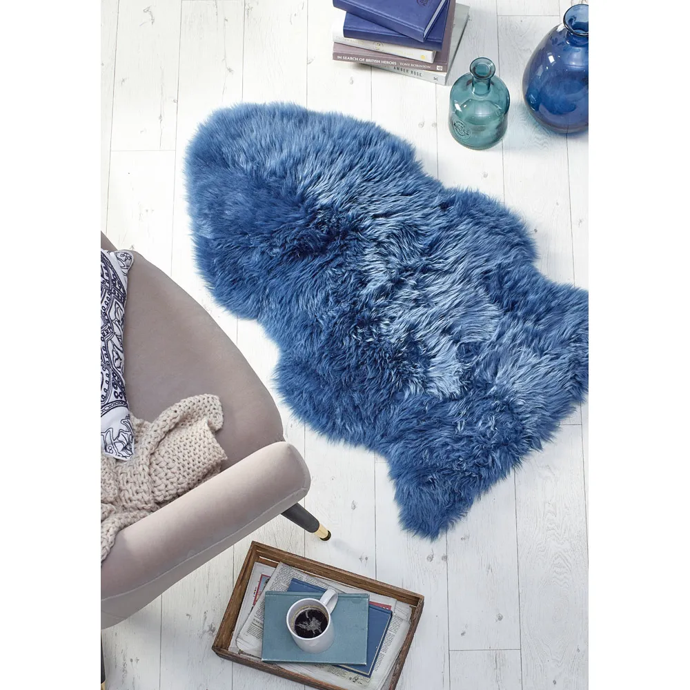 Genuine Sheepskin Rug - Navy, New Zealand Wool