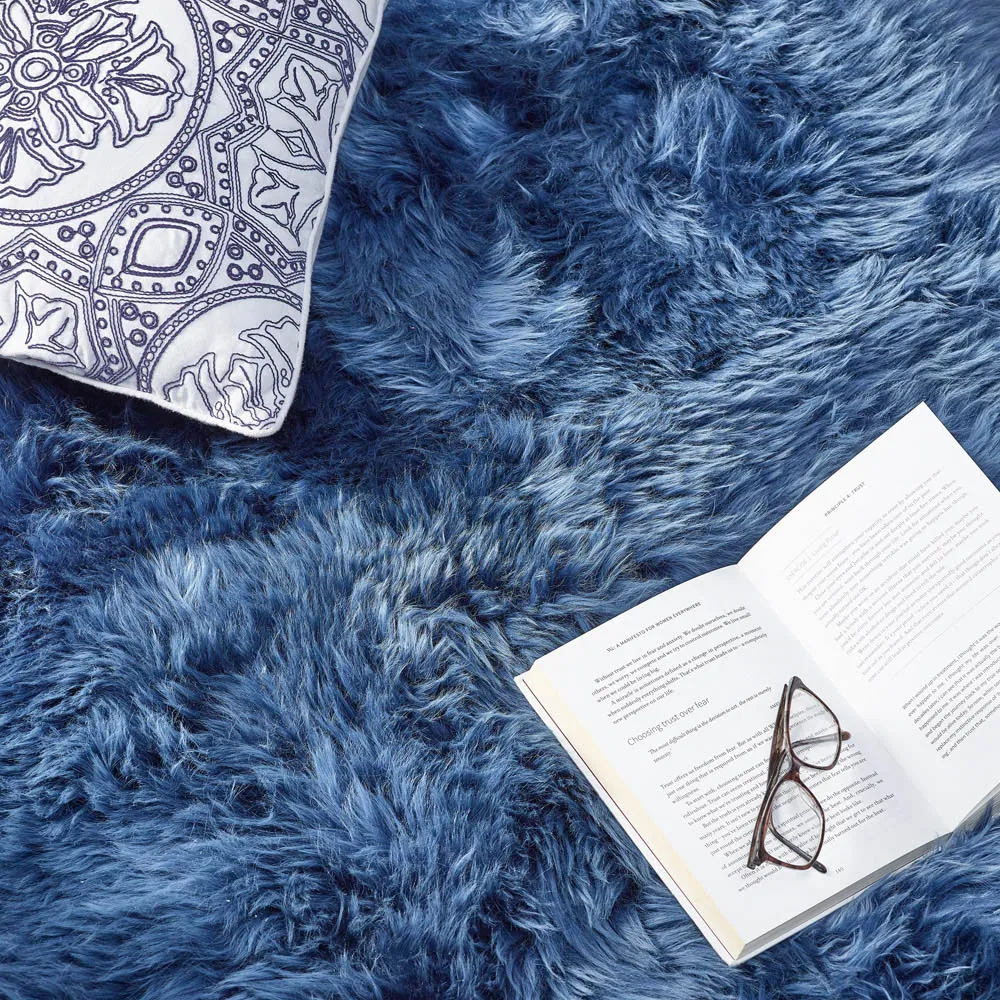 Genuine Sheepskin Rug - Navy, New Zealand Wool