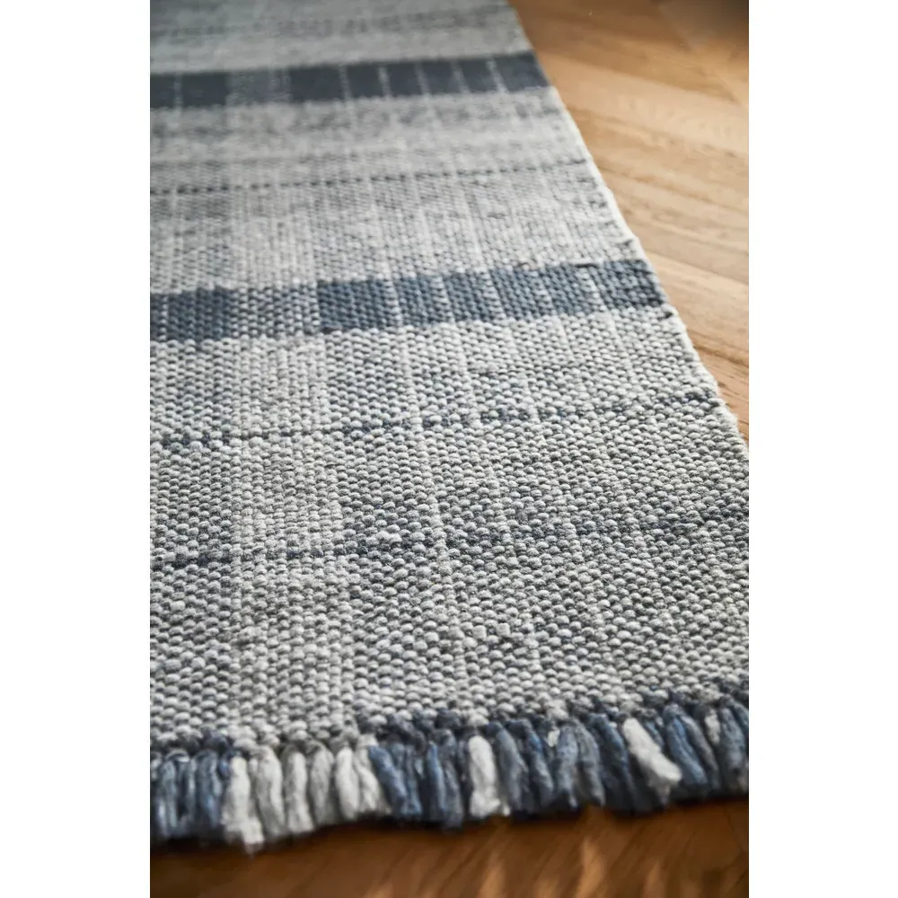 Highland Check Rug - Navy, Recycled Plastic