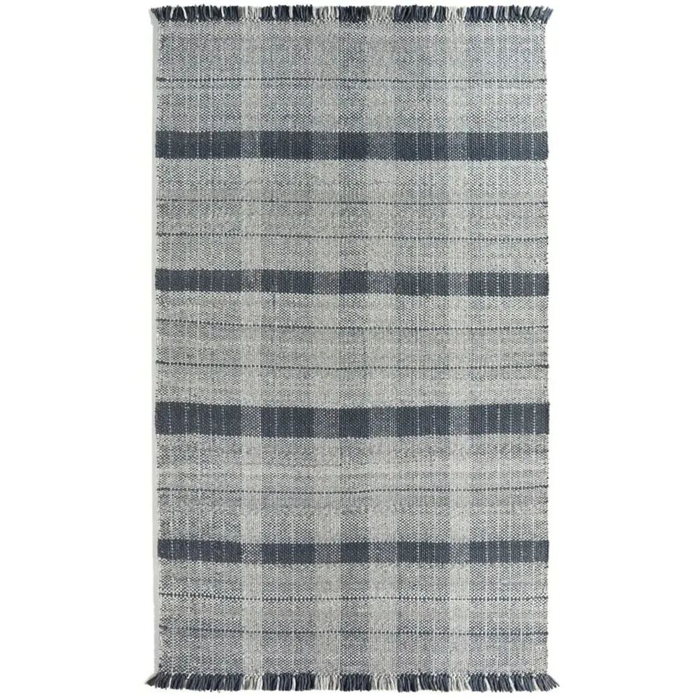 Highland Check Rug - Navy, Recycled Plastic