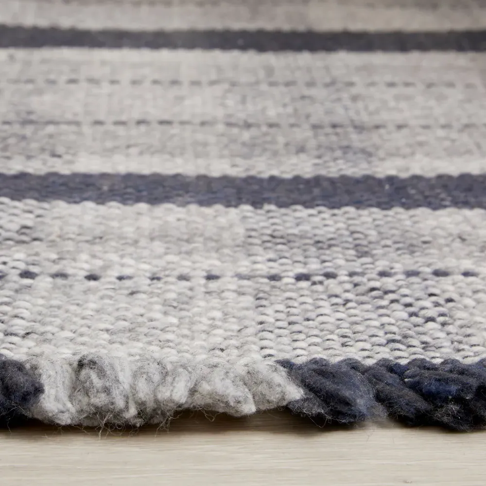 Highland Check Rug - Navy, Recycled Plastic