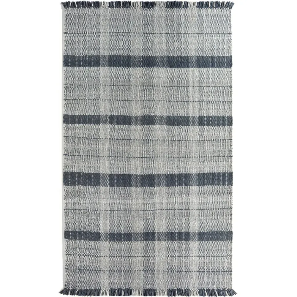 Highland Check Rug - Navy, Recycled Plastic