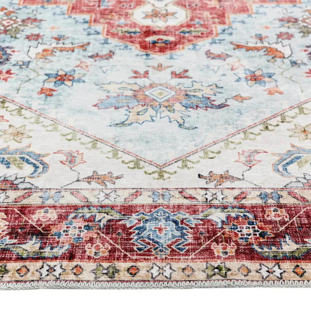 My Washable Marrakesh Rug - Blue and Red, Chenille