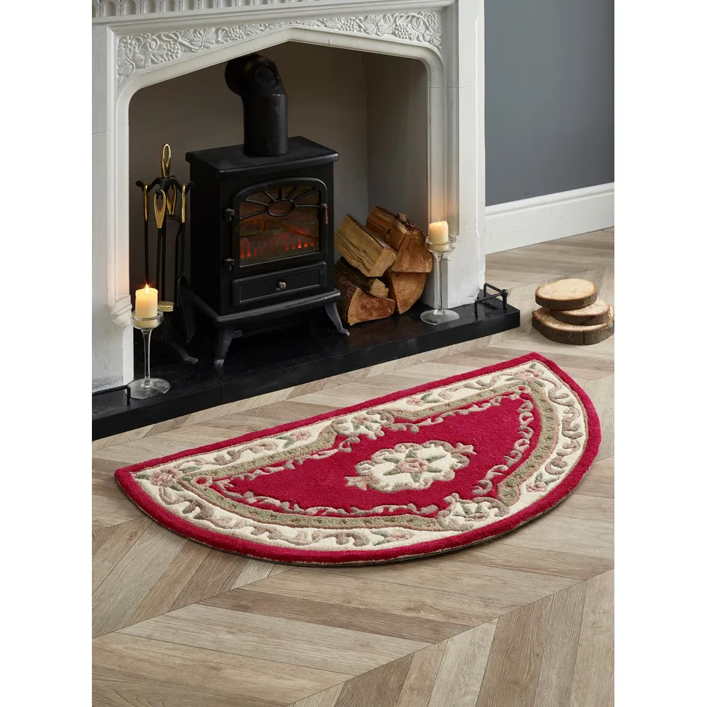Shensi Half Moon Rug - Wine, Pure Wool