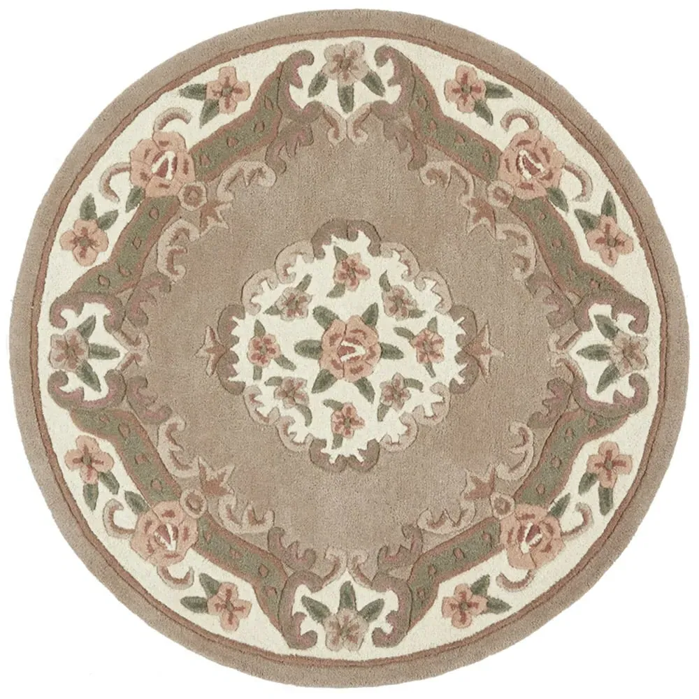Shensi Round Rug - Beige, Wool