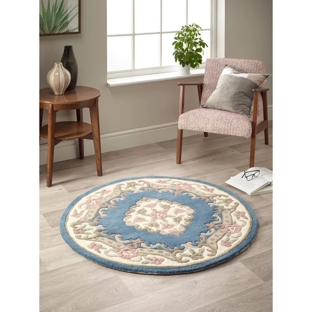 Shensi Round Rug - Blue, Wool