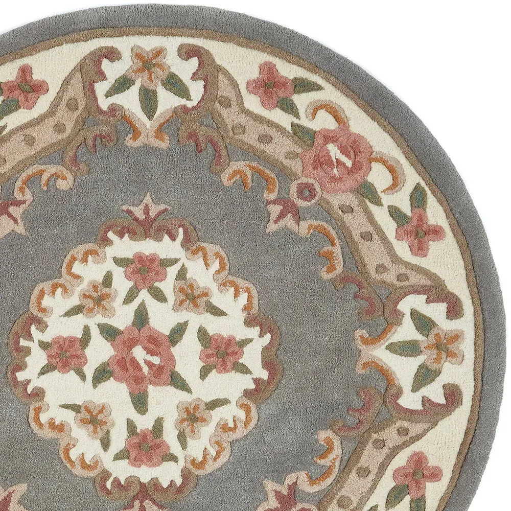 Shensi Round Rug - Grey, Wool