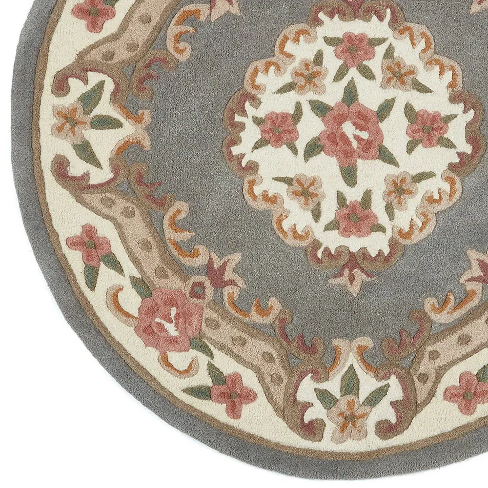 Shensi Round Rug - Grey, Wool