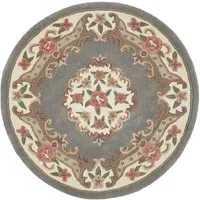 Shensi Round Rug - Grey, Wool