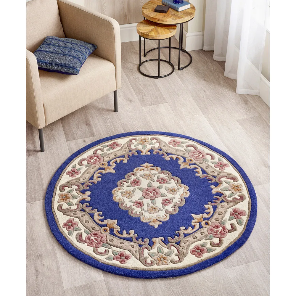 Shensi Round Rug - Navy, Wool