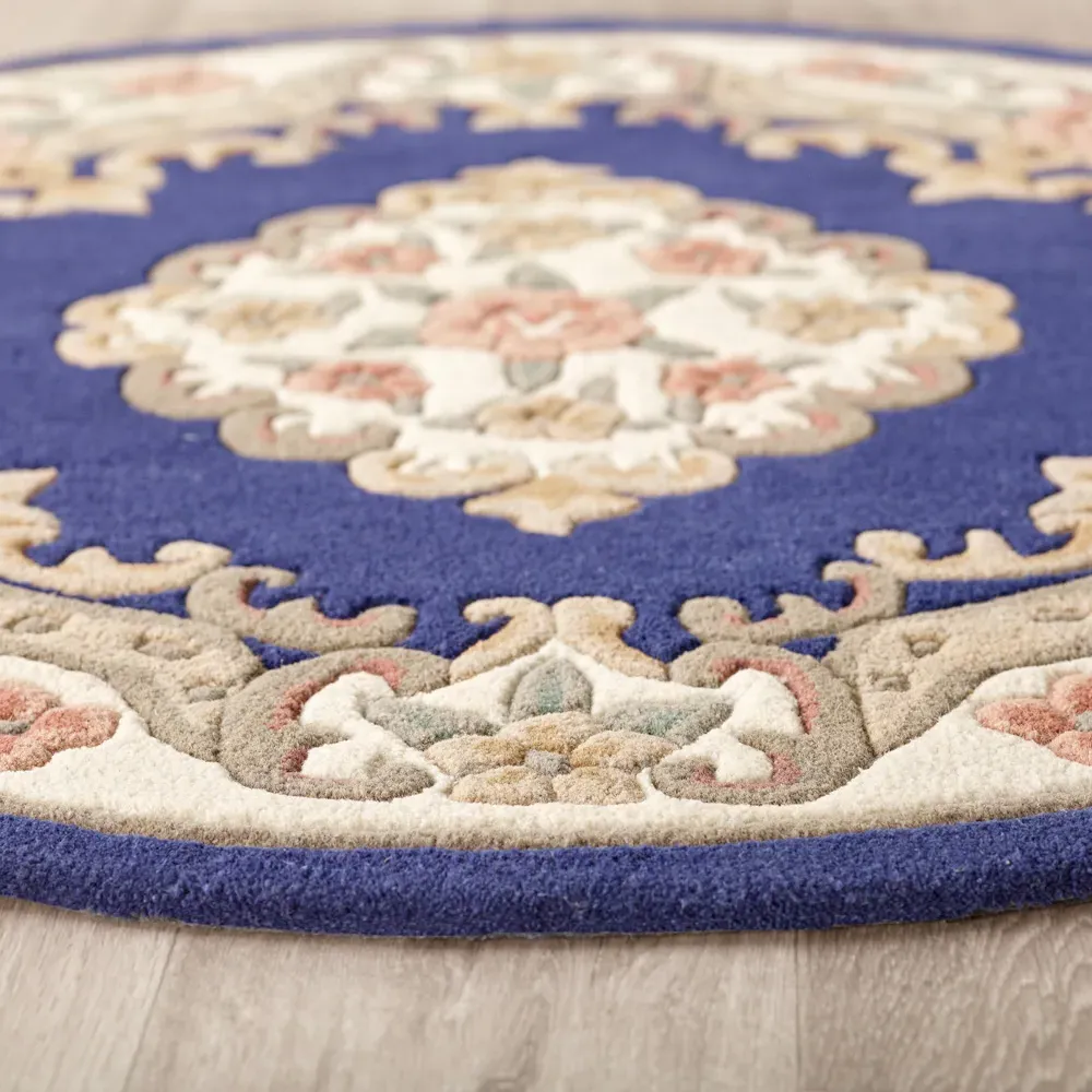 Shensi Round Rug - Navy, Wool