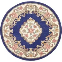 Shensi Round Rug - Navy, Wool