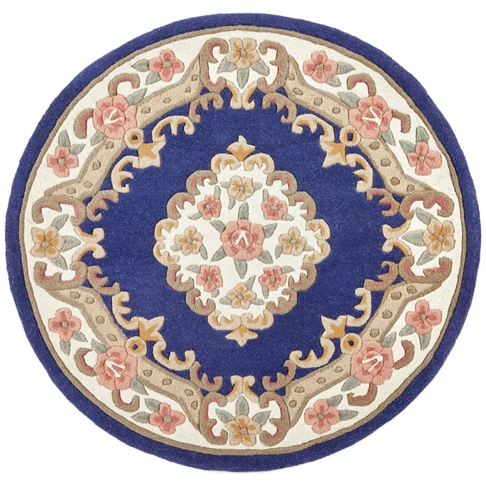 Shensi Round Rug - Navy, Wool