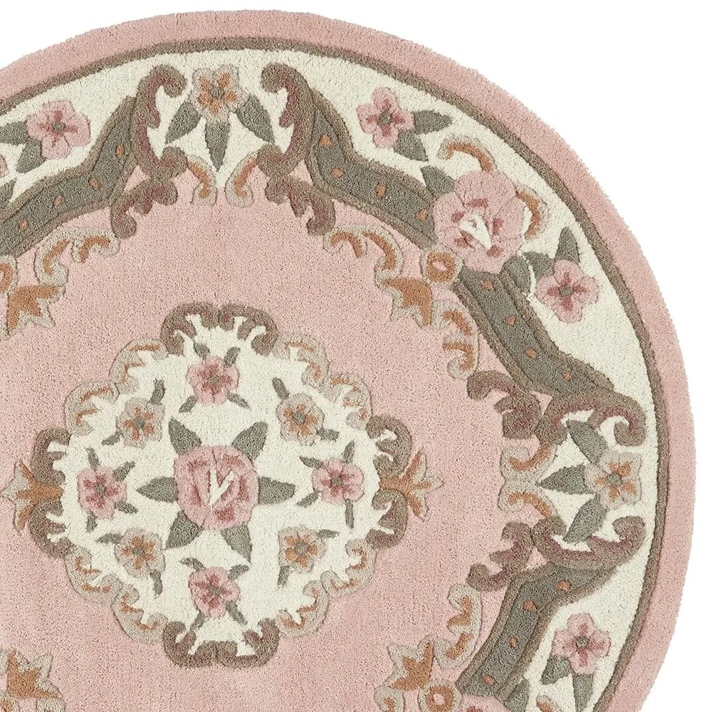 Shensi Round Rug - Pink, Wool
