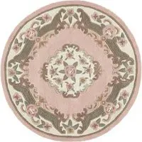 Shensi Round Rug - Pink, Wool