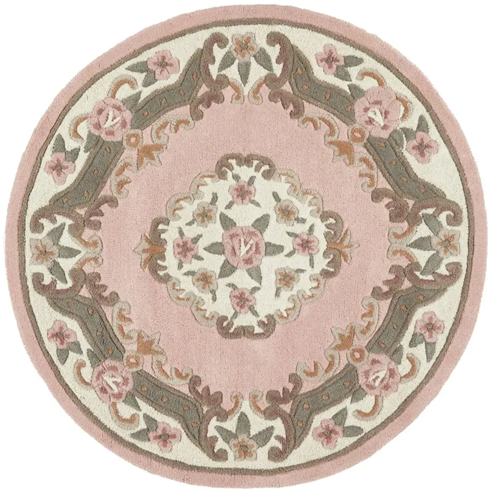 Shensi Round Rug - Pink, Wool