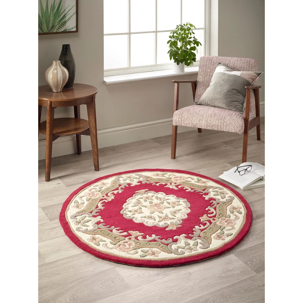 Shensi Round Rug - Wine, Wool