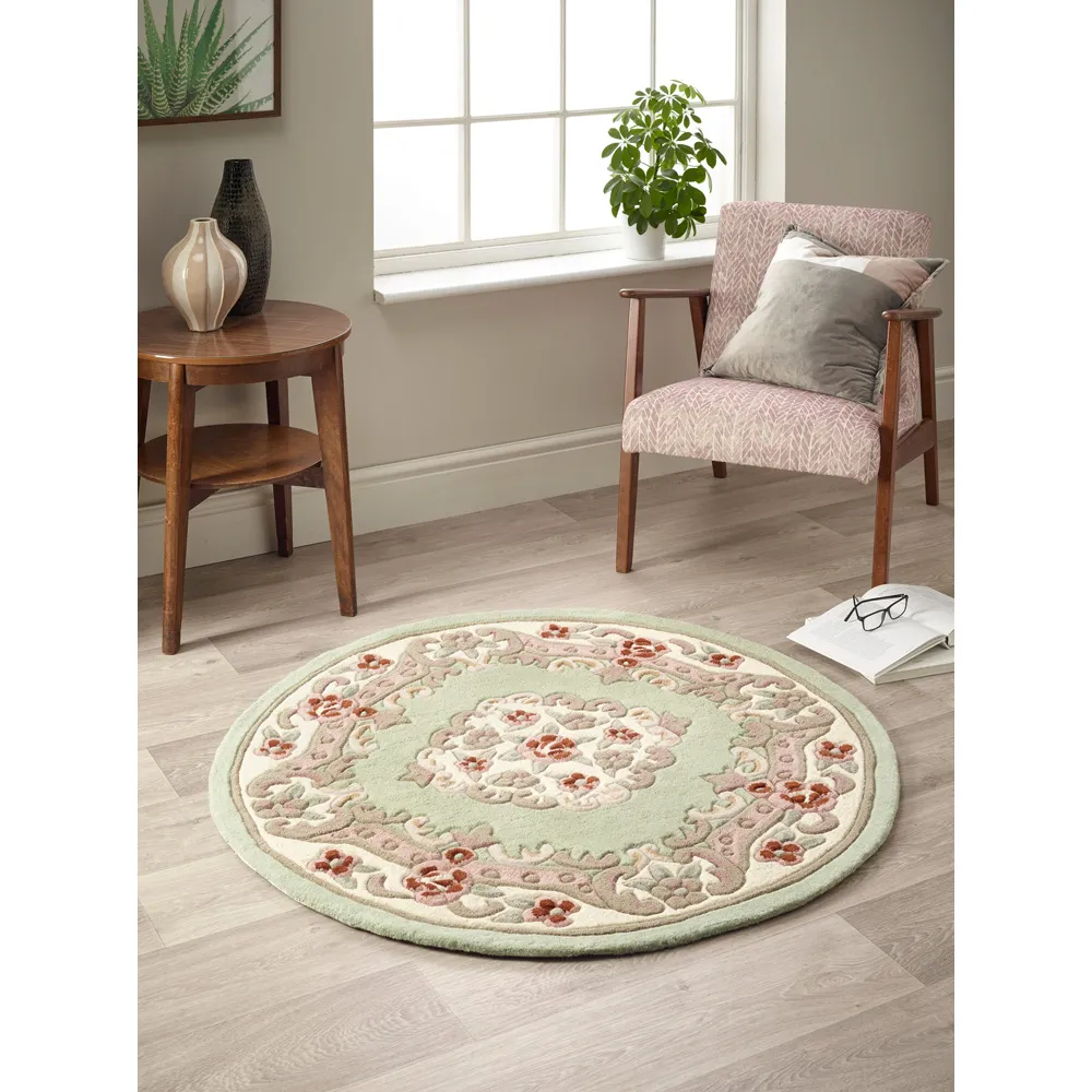 Shensi Round Wool Rug - Green