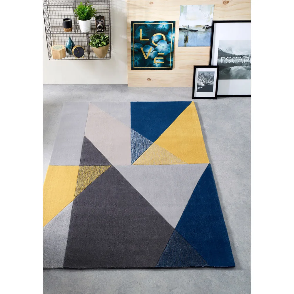 Trio Geometric Rug 120x170cm - Blue