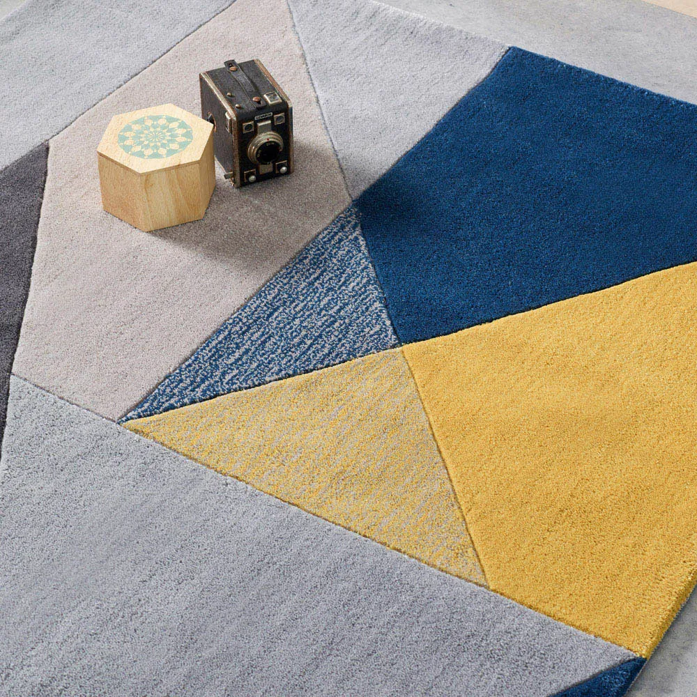 Trio Geometric Rug 120x170cm - Blue