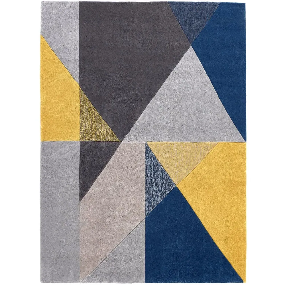 Trio Geometric Rug 120x170cm - Blue image