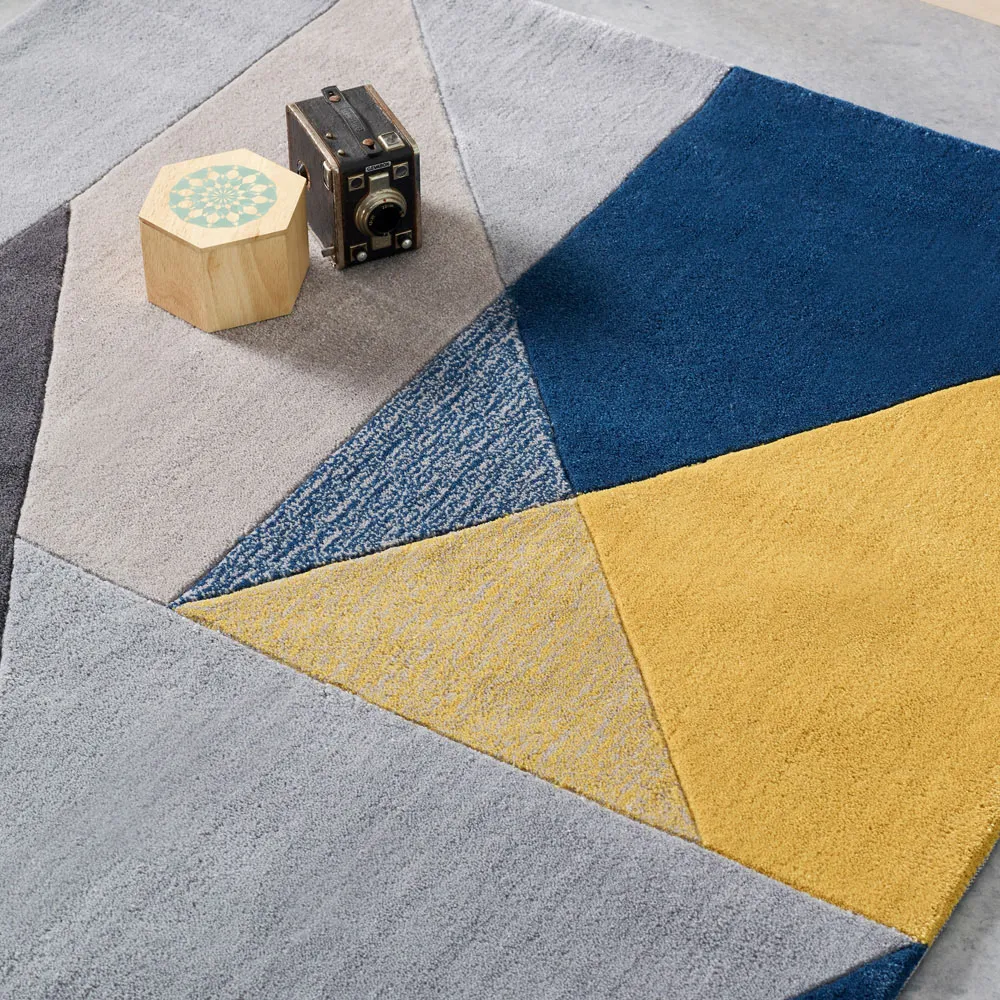 Trio Geometric Rug 160x230cm - Blue