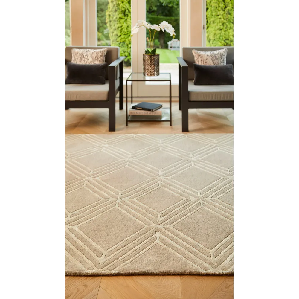 Vienna Diamond Pattern Rug - Mink, Wool
