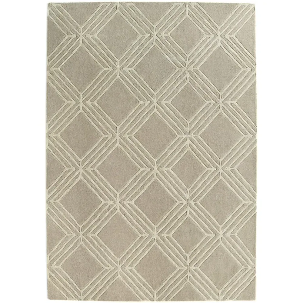 Vienna Diamond Pattern Rug - Mink, Wool