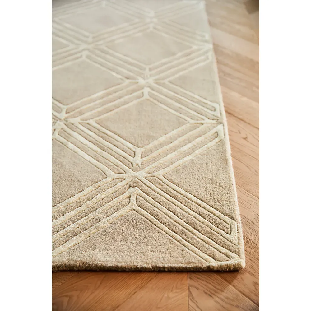 Vienna Diamond Pattern Rug - Mink, Wool