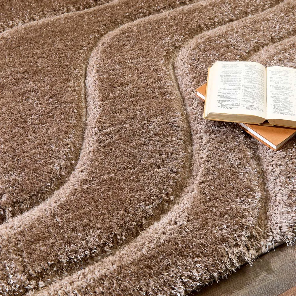 Soft Carved Wave Rug - Beige, Polyester
