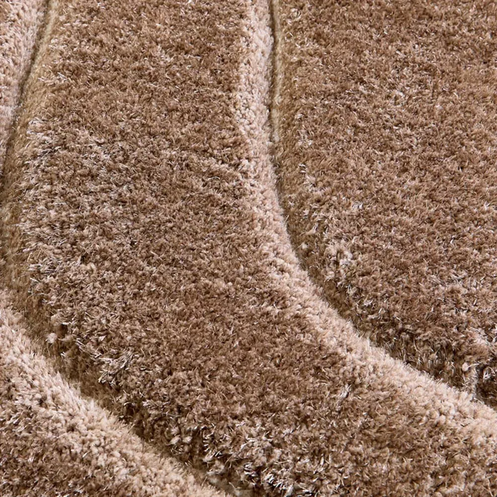 Soft Carved Wave Rug - Beige, Polyester