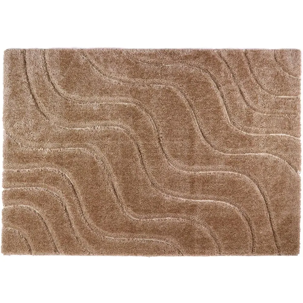 Soft Carved Wave Rug - Beige, Polyester