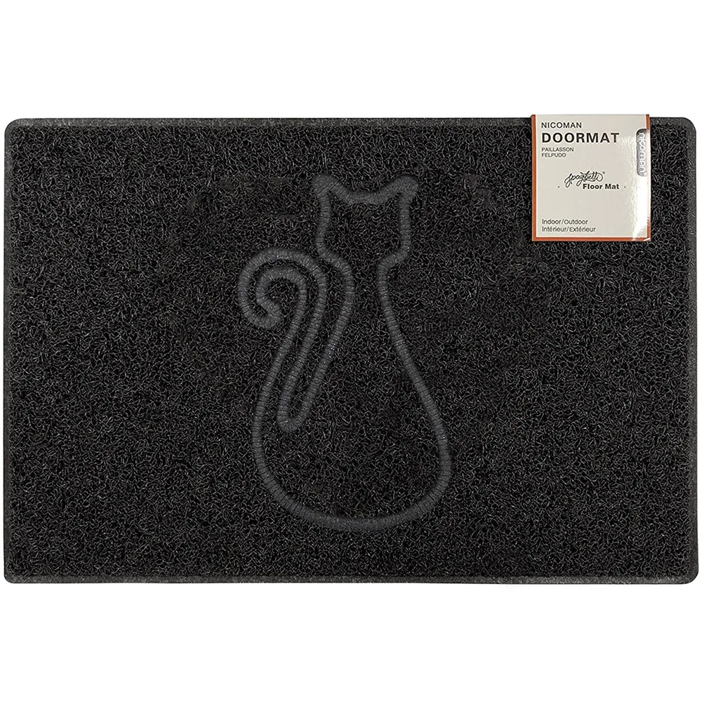 Cat Embossed Doormat - Black