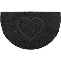 Heart Half Moon Doormat - Black