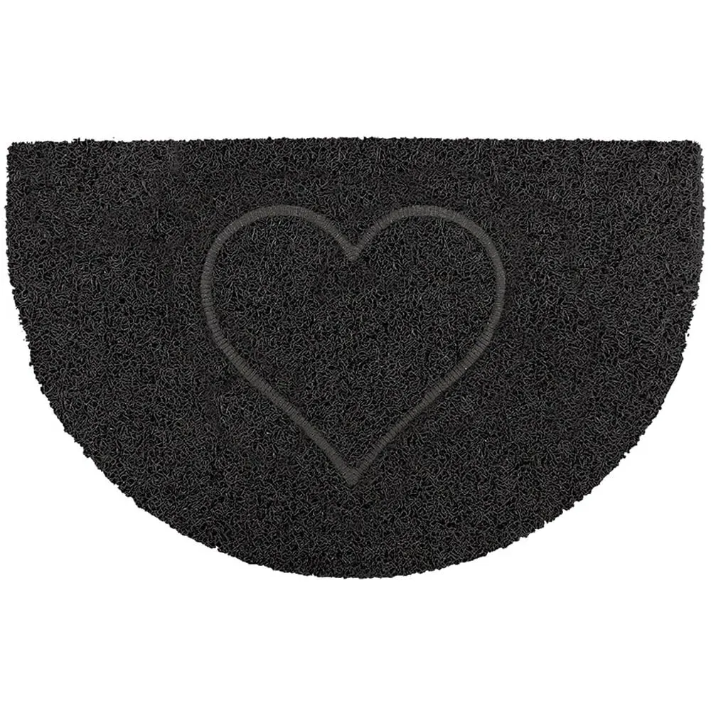 Heart Half Moon Doormat - Black image